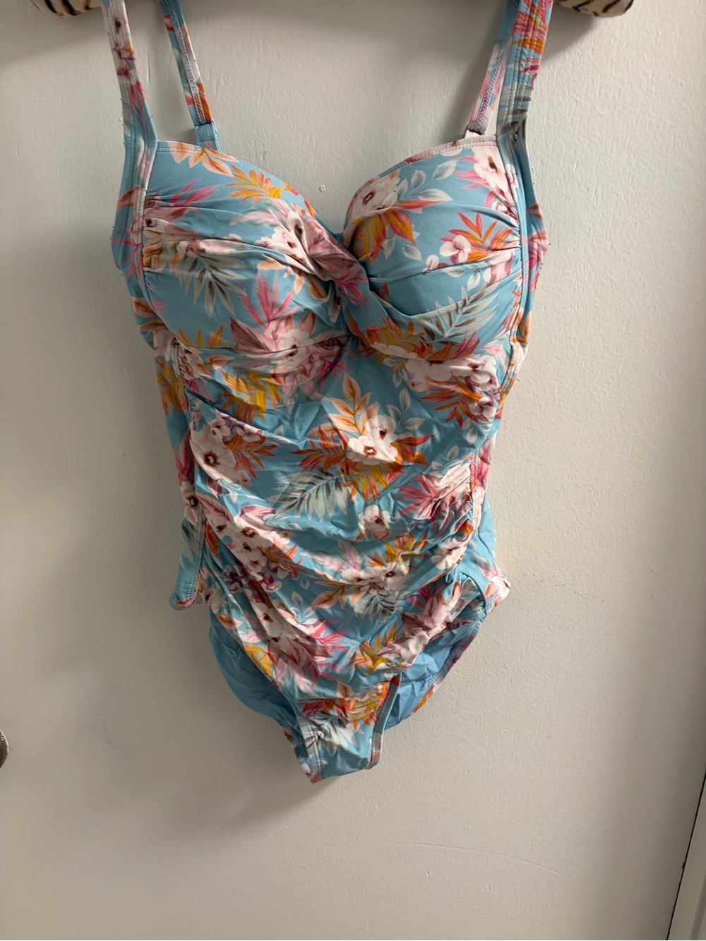 Nip-Tuck Blue Floral One-Piece Swimsuit with Tummy-Ruching